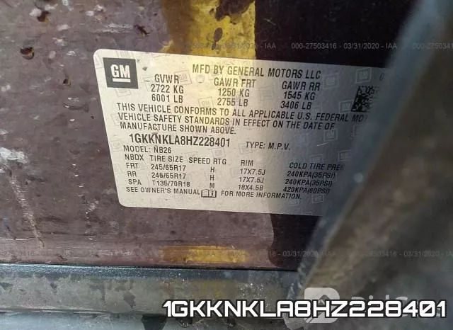 1GKKNKLA8HZ228401 фото 7