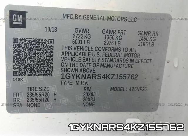 1GYKNARS4KZ155762 фото 6