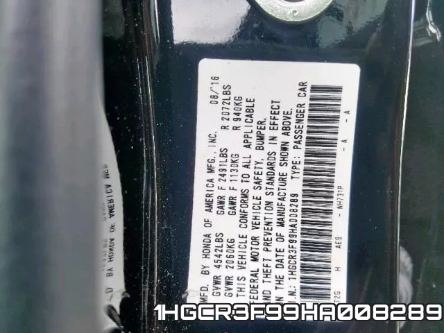 1HGCR3F99HA008289 фото 2