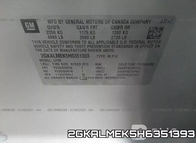 2GKALMEK5H6351393 фото 6