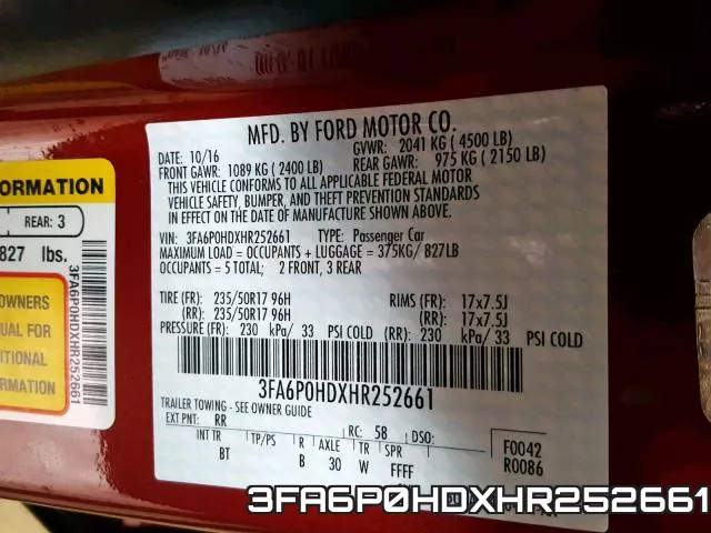 3FA6P0HDXHR252661 фото 2