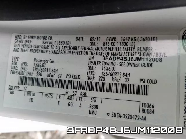 3FADP4BJ6JM112008 фото 2
