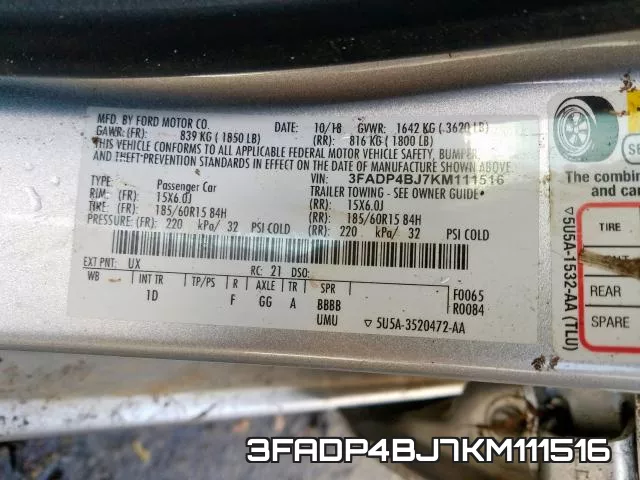3FADP4BJ7KM111516 фото 2