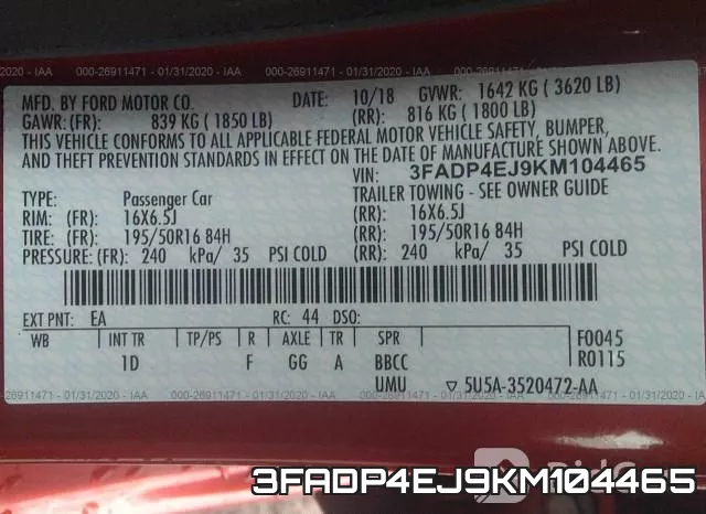 3FADP4EJ9KM104465 фото 6
