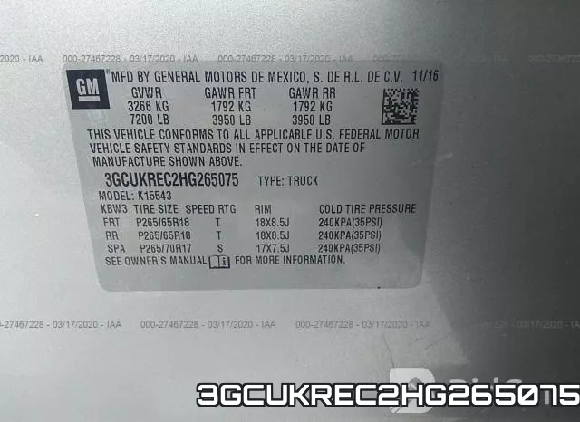 3GCUKREC2HG265075 фото 6