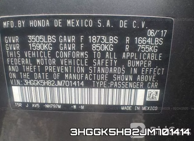 3HGGK5H82JM701414 фото 9