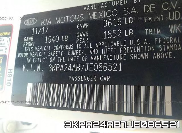 3KPA24AB7JE086521 фото 6
