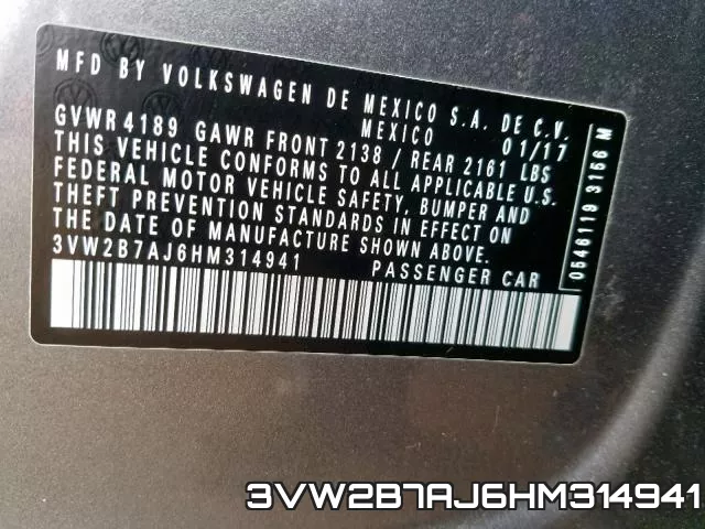 3VW2B7AJ6HM314941 фото 2