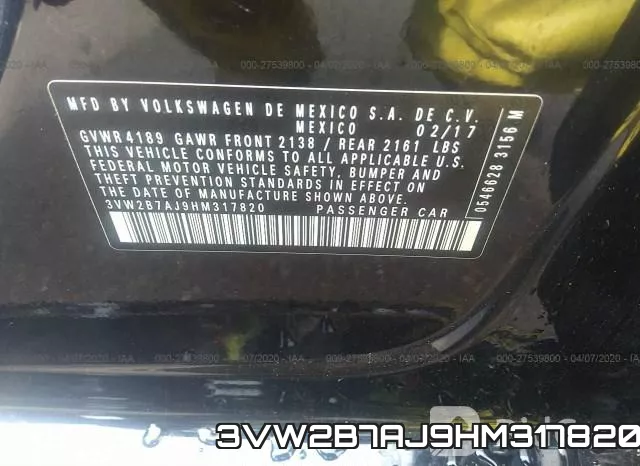 3VW2B7AJ9HM317820 фото 8