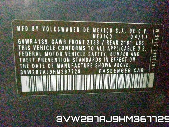 3VW2B7AJ9HM367729 фото 2