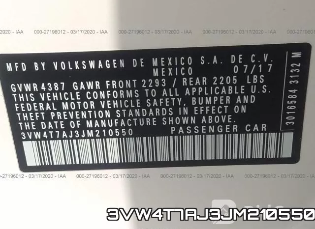 3VW4T7AJ3JM210550 фото 7