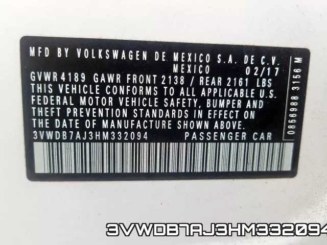 3VWDB7AJ3HM332094 фото 2