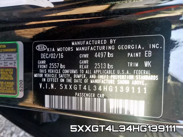 5XXGT4L34HG139111 фото 2