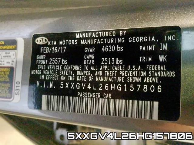5XXGV4L26HG157806 фото 2