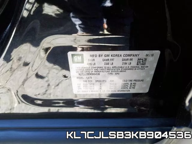 KL7CJLSB3KB904536 фото 2