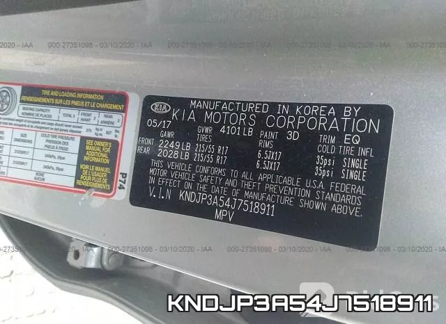 KNDJP3A54J7518911 фото 5
