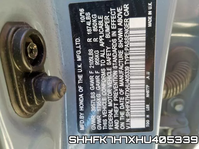 SHHFK7H7XHU405339 фото 2