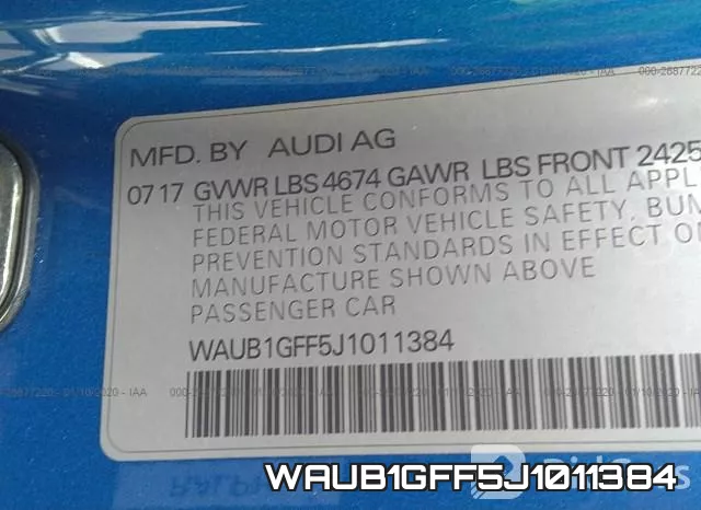 WAUB1GFF5J1011384 фото 6