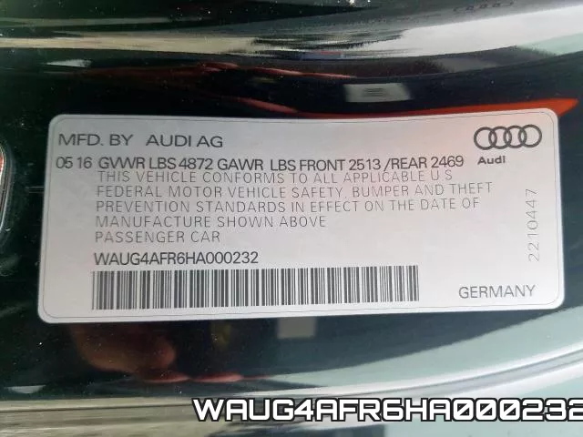 WAUG4AFR6HA000232 фото 2