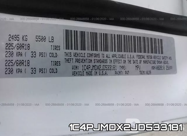 1C4PJMDX2JD533181 фото 7