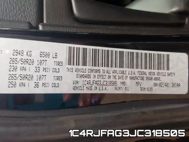1C4RJFAG3JC318505 фото 2
