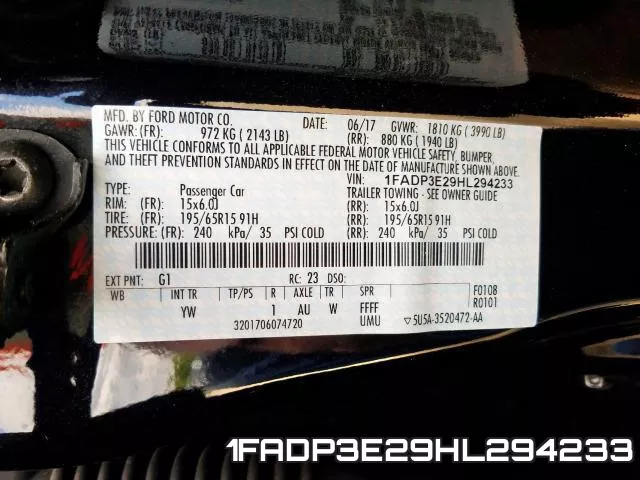 1FADP3E29HL294233 фото 2