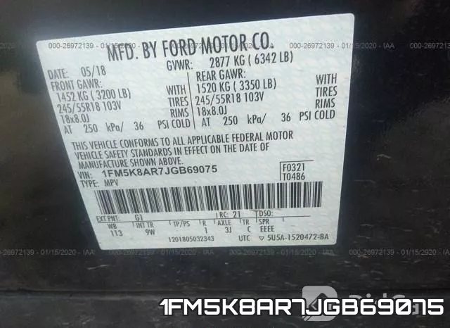 1FM5K8AR7JGB69075 фото 5