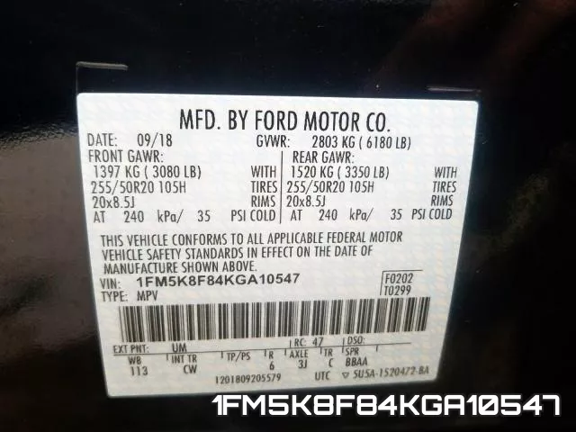 1FM5K8F84KGA10547 фото 2