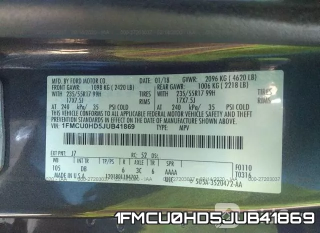 1FMCU0HD5JUB41869 фото 7