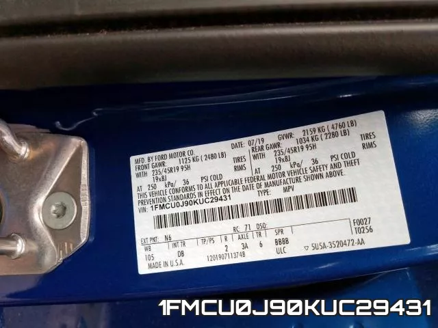 1FMCU0J90KUC29431 фото 2