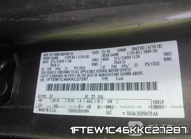 1FTEW1C46KKC27287 фото 7
