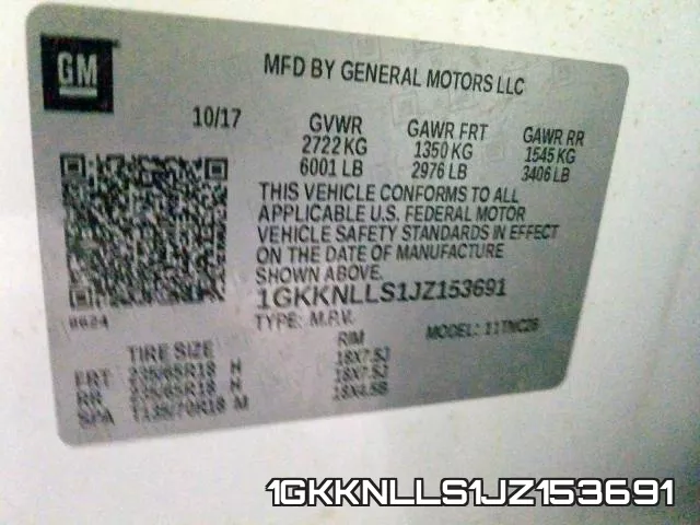 1GKKNLLS1JZ153691 фото 2