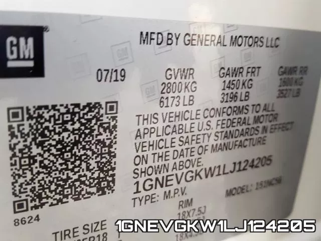 1GNEVGKW1LJ124205 фото 2