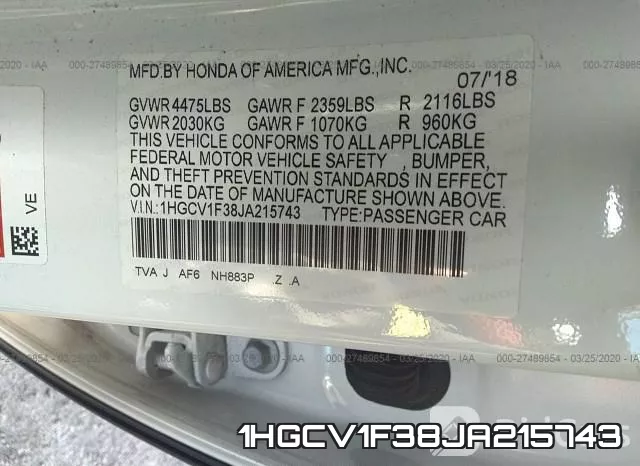 1HGCV1F38JA215743 фото 7