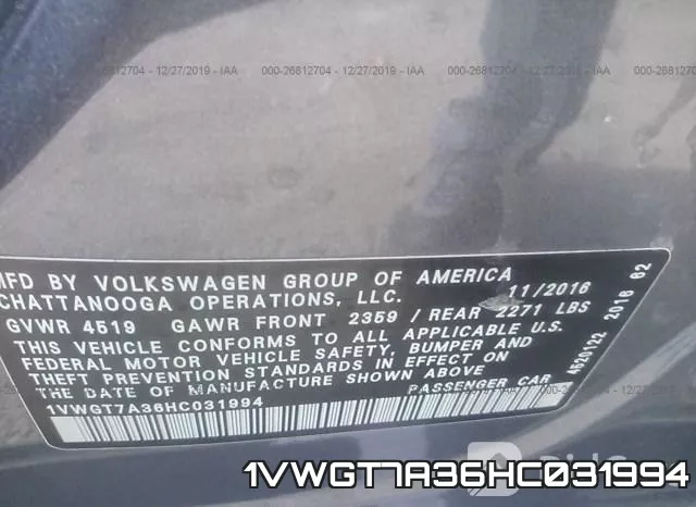 1VWGT7A36HC031994 фото 9