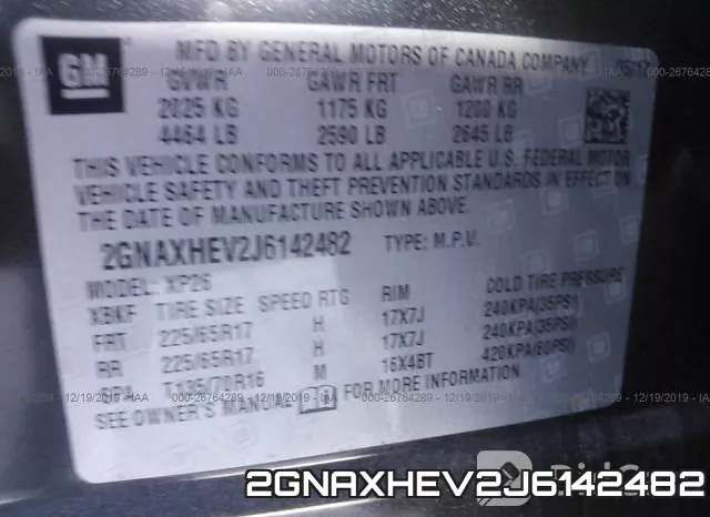 2GNAXHEV2J6142482 фото 10