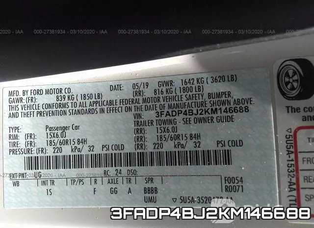 3FADP4BJ2KM146688 фото 6