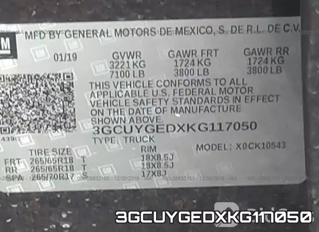 3GCUYGEDXKG117050 фото 7