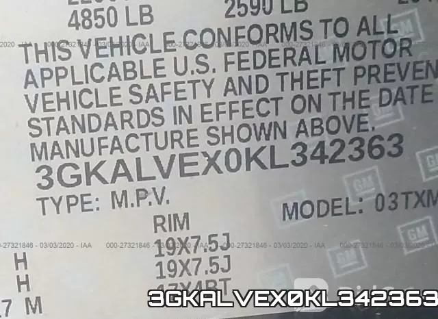 3GKALVEX0KL342363 фото 8