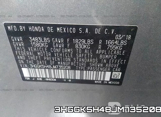 3HGGK5H48JM735208 фото 7