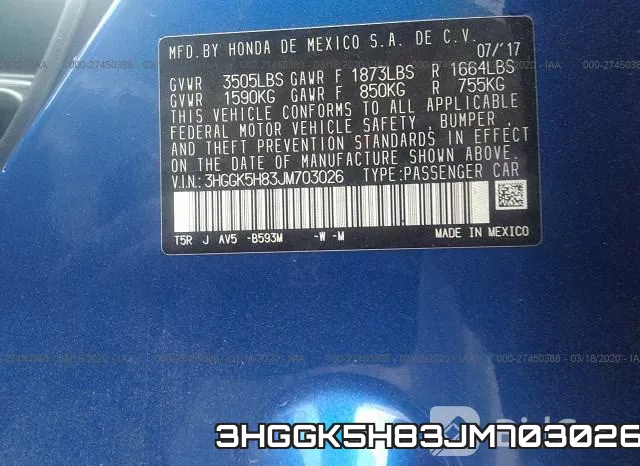 3HGGK5H83JM703026 фото 5