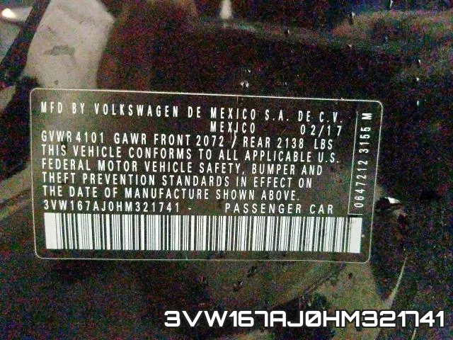 3VW167AJ0HM321741 фото 2