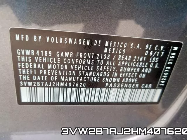 3VW2B7AJ2HM407620 фото 2
