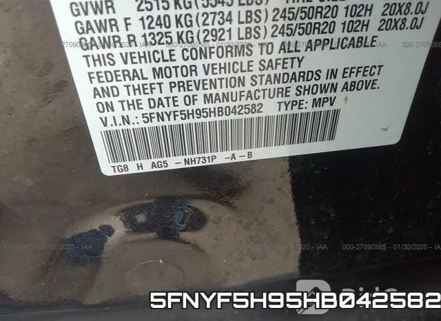 5FNYF5H95HB042582 фото 5