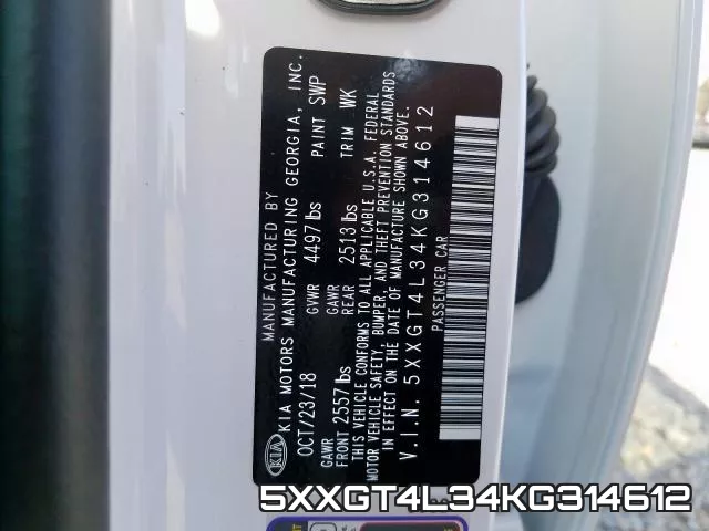 5XXGT4L34KG314612 фото 2