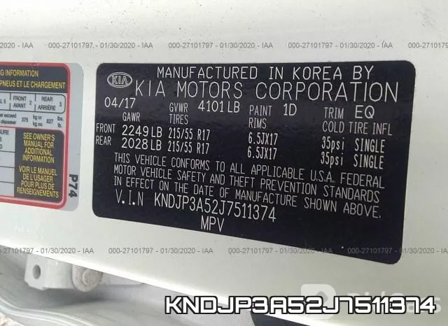KNDJP3A52J7511374 фото 8