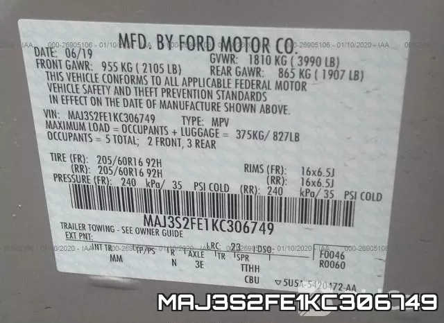 MAJ3S2FE1KC306749 фото 7