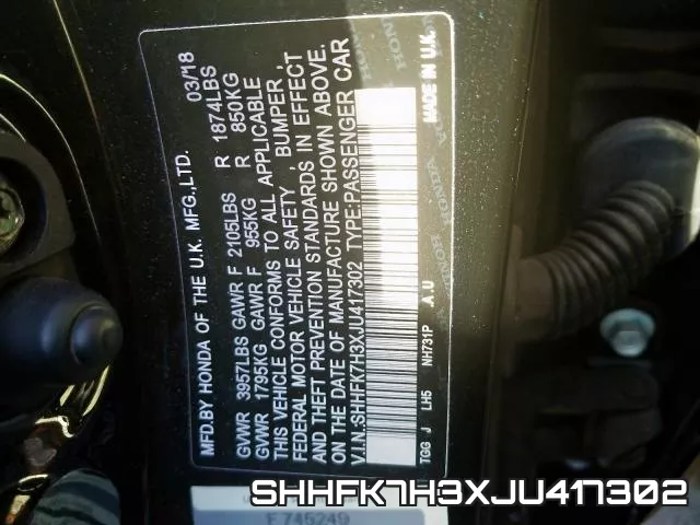 SHHFK7H3XJU417302 фото 2