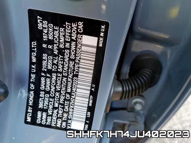 SHHFK7H74JU402023 фото 2