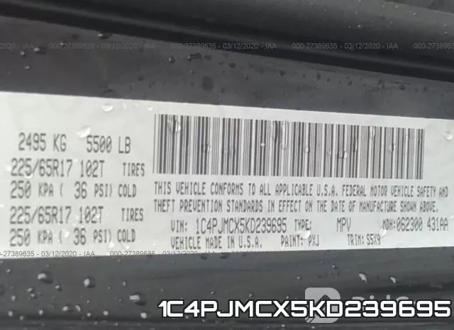 1C4PJMCX5KD239695 фото 9